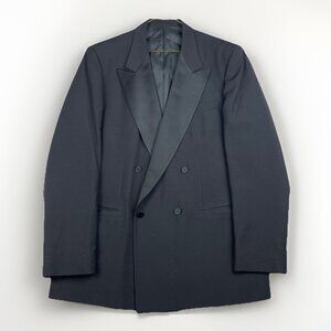 Vintage YSL Yves Saint Laurent Double Breasted Blazer Jacket 44X/XL Black Wool